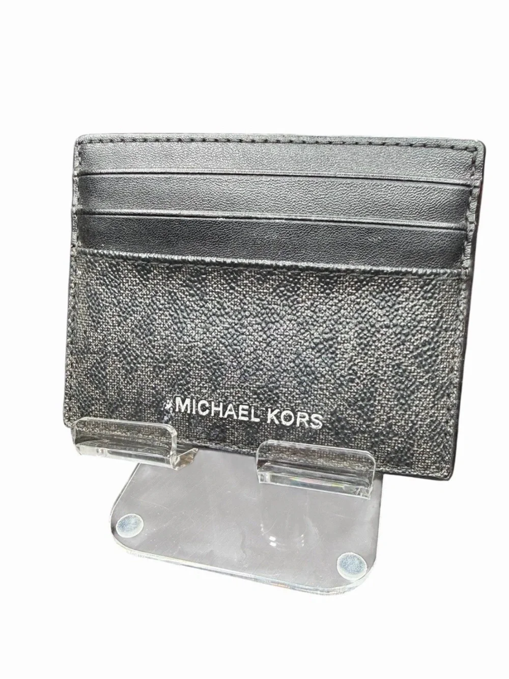Michael Kors Black Textured Leather Card Case